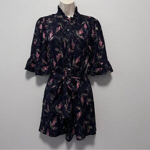 Rebecca Taylor Ivie Fleur Print Jacquard Silk Blend Romper Size 6